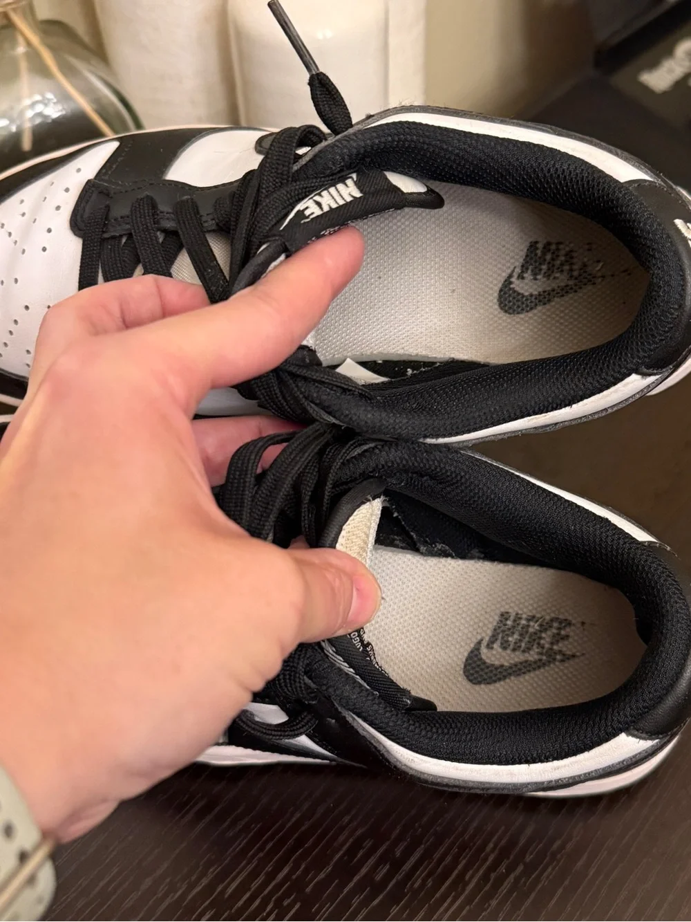Nike Black White Panda Dunks Low Court Sneakers Mens 7.5